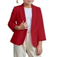 thumbnail image 1 of LIUJUNSHOP Girls Blazer Suit Long Sleeve Shawl Collar Formal Blazers Jacket Open Front Inner Pocket for Kids Red 5-6Years, 1 of 8