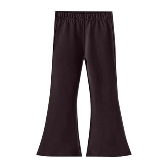 LIUJUNSHOP Girls Cotton Flare Leggings Kids High Waist Bell Bottoms Leggings Boot Cut Yoga Pants for Girls Brown 18-24 Months