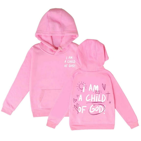 LIUJUNSHOP Girls Hoodie Casual Letter Print Long Sleeve Hooded Sweatshirt with Comfortable Fabric for Everyday Wear Pink 130