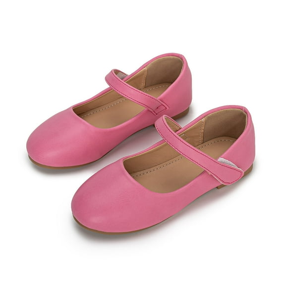 LIUJUNSHOP Girls Mary Jane Flat Dress Shoes for Ballerina Style Children Wedding Party School and Evening Events Comfortable Everyday Wear Hot Pink 9-10Years
