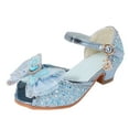 thumbnail image 1 of LIUJUNSHOP Girls Sandals Closed Toe Heels Wedding Party Girls Dress Shoes Toddler Little Big Kid Blue 4.5-5 Years, 1 of 4