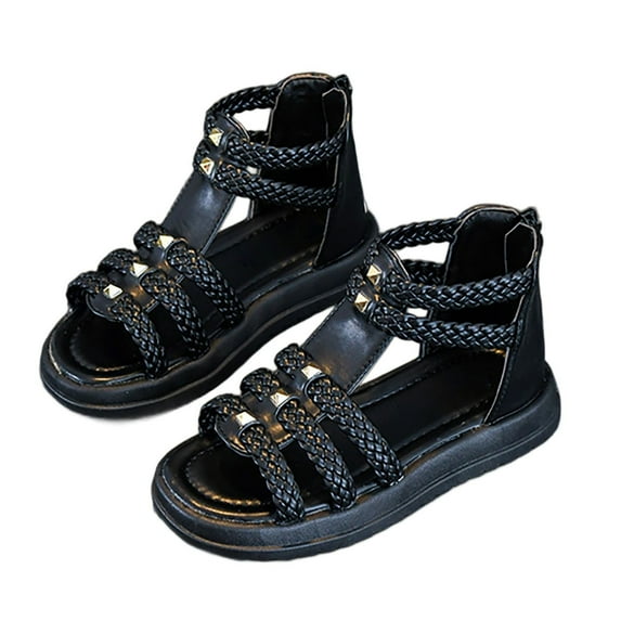 LIUJUNSHOP Girls Summer Soft Sole Toe Sandals Flexible Comfortable Lightweight Outdoor Play Everyday Casual Footwear For Kids Black 11