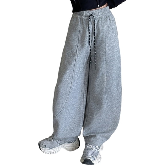 LIUJUNSHOP Girls Winter Jogger Pants Warm Athletic Wide Leg Sweatpants Casual Comfort Outfit For Teen And Youth Ages 3 To 13 Years Dark Gray 10-11 Years