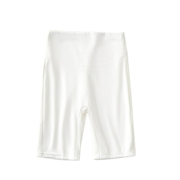 LIUJUNSHOP High Waist Girls Yoga Shorts Stretchy Athletic Leggings Comfortable Summer Workout Play Outfit For Outdoor Wear White 3-4 Years