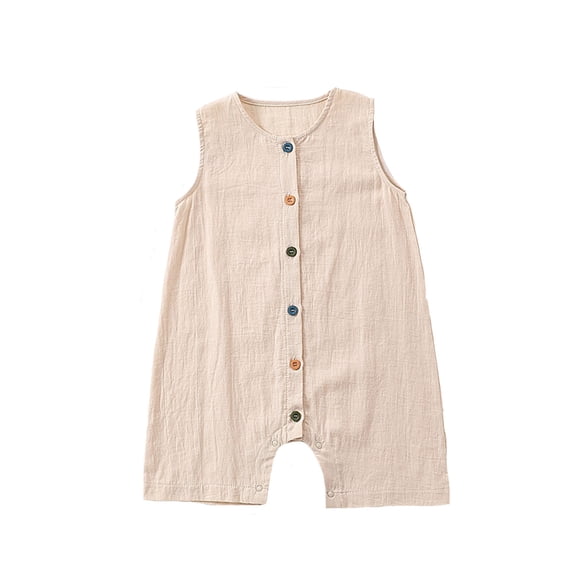 LIUJUNSHOP Baby Boys Girls Cotton Linen Romper Summer Jumpsuit Sleeveless Overalls Clothing Set Coffee 2-3 Years