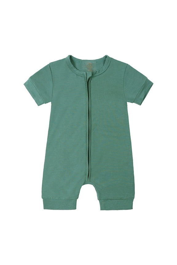 Baby Boys Girls Romper and Jumpsuit for Baby Comfortable Zipper Sleeper Short Sleeve Pajamas Dark Green 6-12 Months