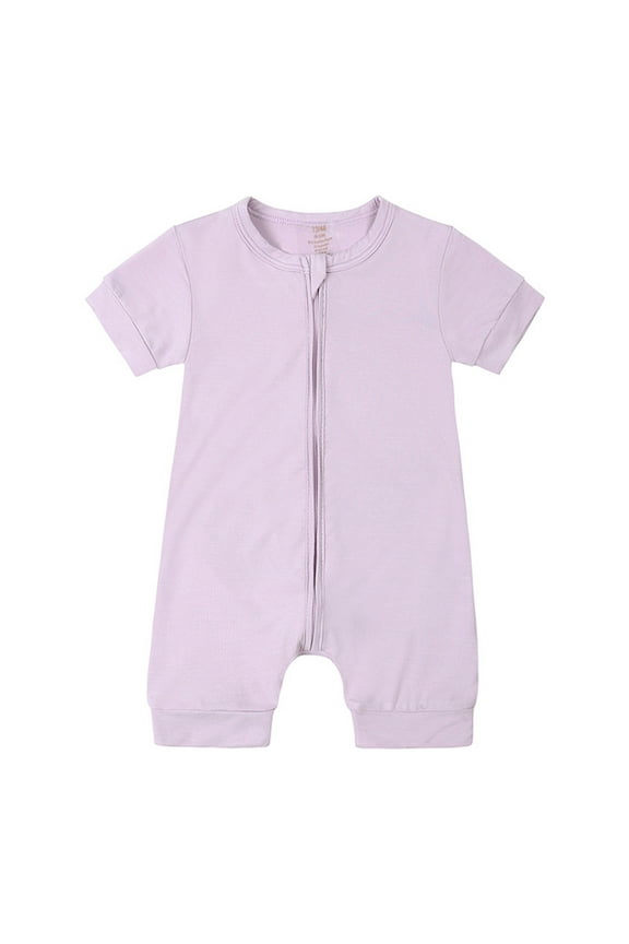 Baby Boys Girls Romper and Jumpsuit for Baby Comfortable Zipper Sleeper Short Sleeve Pajamas Light Purple 3-6 Months