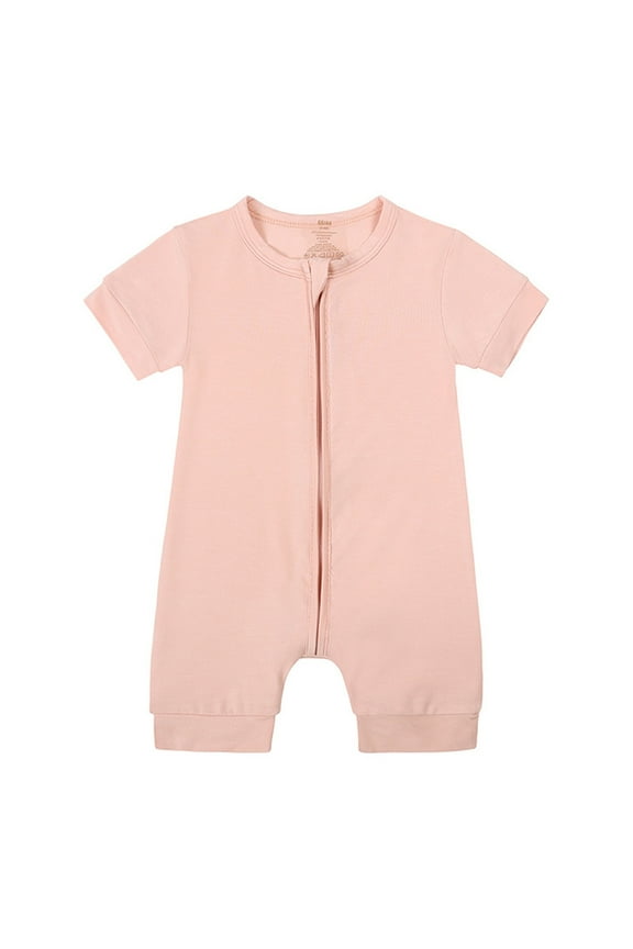 Baby Boys Girls Romper and Jumpsuit for Baby Comfortable Zipper Sleeper Short Sleeve Pajamas Pink 12-18 Months