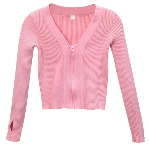 LIUJUNSHOP Kids Girls Ballet Wrap Top Zipper Warm up Dance Knit Sweater for L Pink 1-3 Years