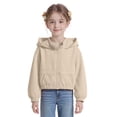 thumbnail image 1 of LIUJUNSHOP Kids Girls Lightweight Windbreaker Hoodies Jacket Kids Boys Waterproof Packable Raincoats for Outdoor Casual Full-Zip Beige 9-10 Years, 1 of 7