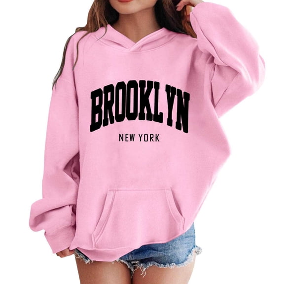 LIUJUNSHOP Kids Girls Oversized Hoodies Pullover Sweatshirts Hooded Pullover Long Sleeve Casual Sweatshirt Pink 4-5 Years