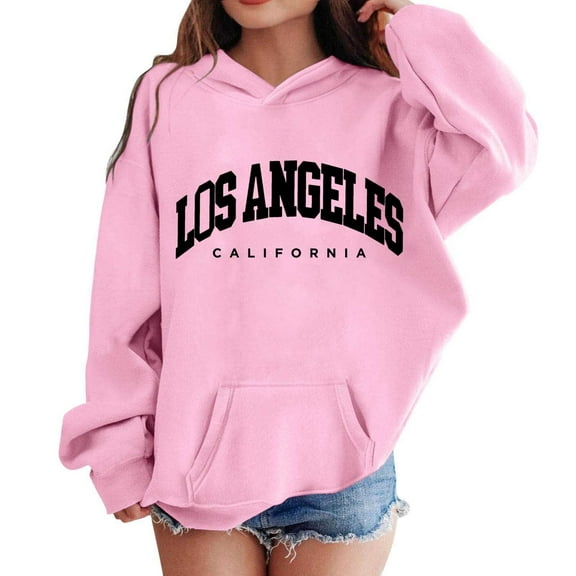 LIUJUNSHOP Kids Girls Oversized Hoodies Pullover Sweatshirts Hooded Pullover Long Sleeve Comfortable Sweatshirt Pink 7-8 Years