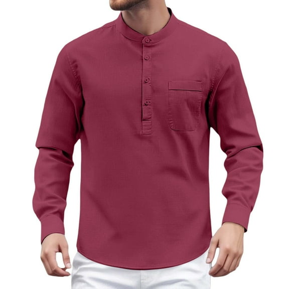 LIUJUNSHOP Men Summer Refreshing Casual Fashion Long Sleeve Shirt Comfortable Breathable Daily Wear M