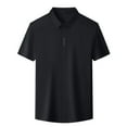 thumbnail image 1 of LIUJUNSHOP Men's Business Casual Button Down Shirt Short Sleeve Solid Smooth Comfortable Tops Black XXXXL, 1 of 5