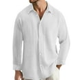 thumbnail image 1 of LIUJUNSHOP Men's Casual Long Sleeve Pleated Shirt Loose Fit Button Down Solid Color Everyday Comfort Top White XXXXXL, 1 of 5