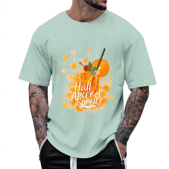 LIUJUNSHOP Men's Crew Neck T-Shirt Hallöchen Aperölchen Spritz Party Fancy Dress Graphic Novelty Tee for Men
