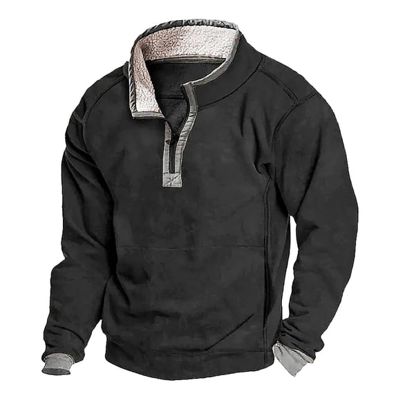 LIUJUNSHOP Men's Crewneck Sweatshirt Men's Collar Long Sleeve Retro Button Pullover Sweatshirt Soft Warm
