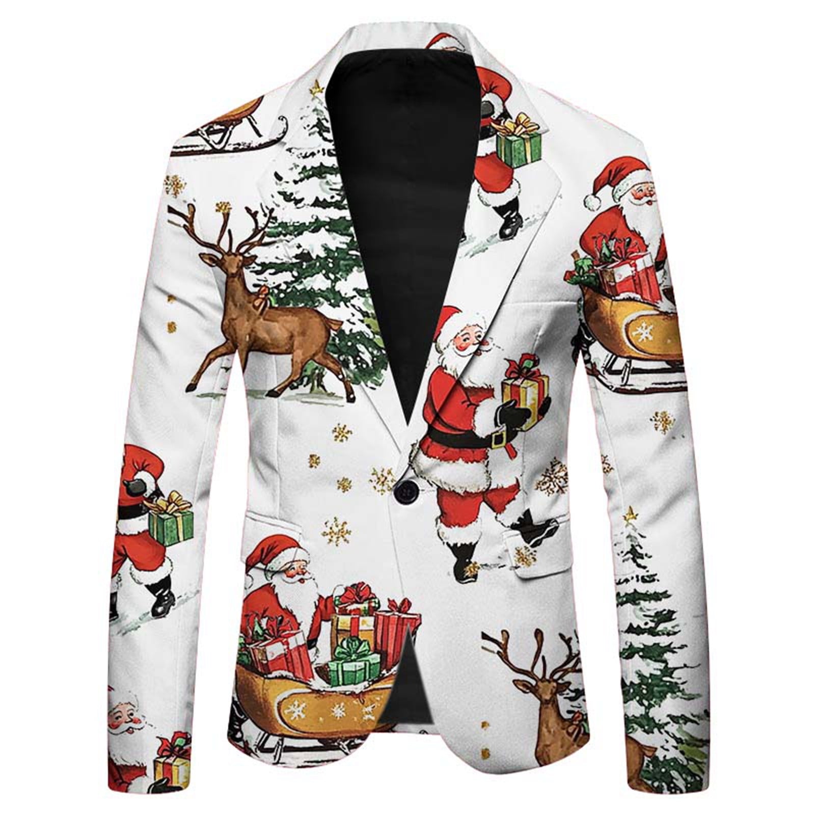 LIUJUNSHOP Men's Formal Jacket Blazer Men's Casual Fashion Santa Print ...