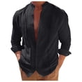 thumbnail image 1 of LIUJUNSHOP Men's Long Sleeve Casual Solid Holiday Cardigan Shirt Top Comfortable Stylish Versatile Black S, 1 of 5