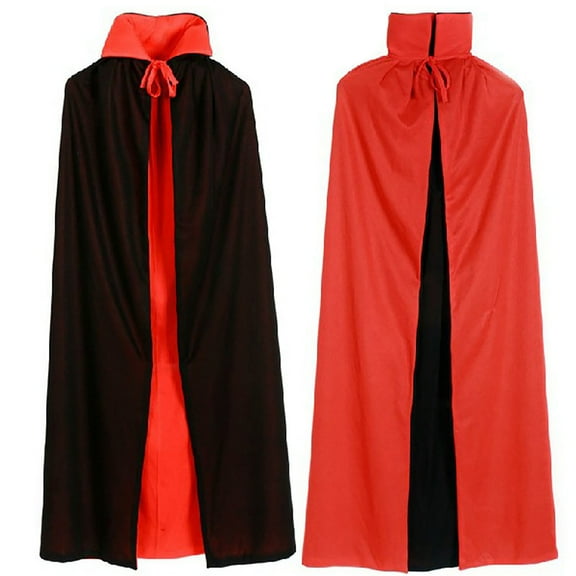 LIUJUNSHOP Men's Long Trench Coat 2023 Halloween Witch Cape Robe for Adults and Children Double Layer Black Red Accessory