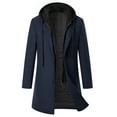 thumbnail image 1 of LIUJUNSHOP Men's Long Trench Coat Men's Classic Wool Blend Trench Coat Windproof Business Overcoat With Detachable Hood, 1 of 6