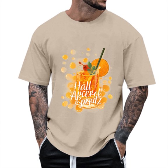 LIUJUNSHOP Men's Loose T-Shirt Hallöchen Aperölchen Spritz Party Fancy Dress Graphic Novelty Tee for Men