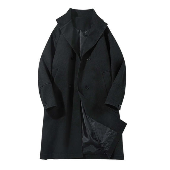 LIUJUNSHOP Men's Oversized Trench Coat Men's Autumn Wool Trench Coat Mid Length Fashion Outerwear Classic Lapel Design Plus Size Casual Jacket