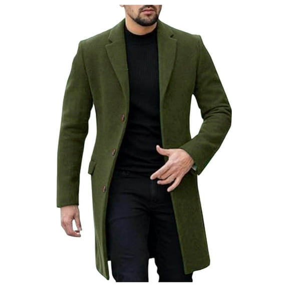 LIUJUNSHOP Men's Oversized Trench Coat Men's Winter Wool Overcoat Long Jacket Stylish Anorak Outerwear for Cold Weather