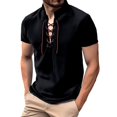 thumbnail image 1 of LIUJUNSHOP Men's Plain T-Shirt Men's Linen Short Sleeve Casual Beach Shirt Stand Collar Relaxed Fit Breathable Summer Top Lightweight Comfortable Tee, 1 of 4