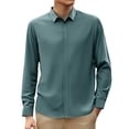 thumbnail image 1 of LIUJUNSHOP Men's Stretch Dress Shirt Long Sleeve Slim Muscle Fit Button Down Formal Business Casual Shirt Green 175/115, 1 of 5
