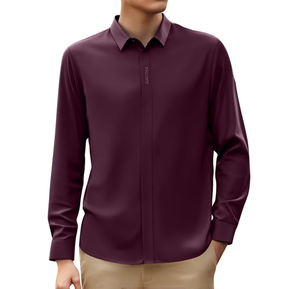 LIUJUNSHOP Men's Stretch Dress Shirt Long Sleeve Slim Muscle Fit Button Down Formal Business Casual Shirt 175/115