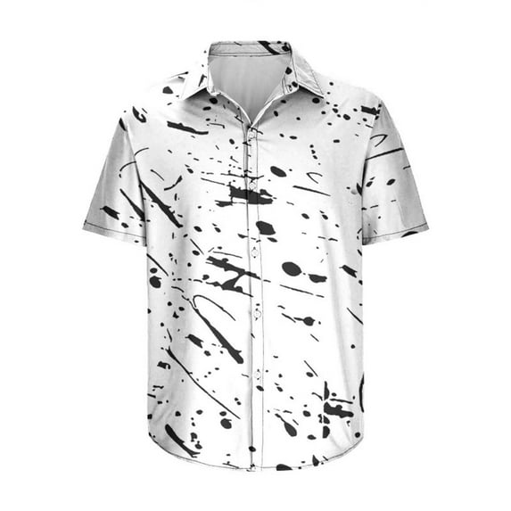 LIUJUNSHOP Men's Tropical Short Sleeve Button Down Shirt Summer Casual Beach Shirt White L