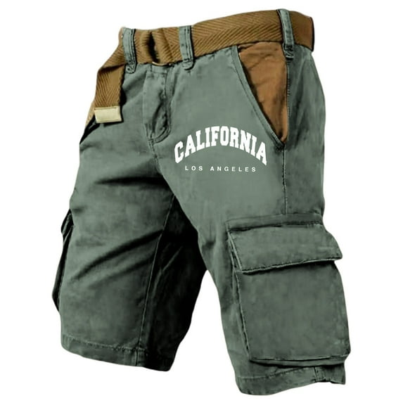 LIUJUNSHOP Men's Work Cargo Pants Men's Summer Casual Cargo Shorts with Flag Print Lightweight Breathable Athletic Loose Fit Outdoor Utility