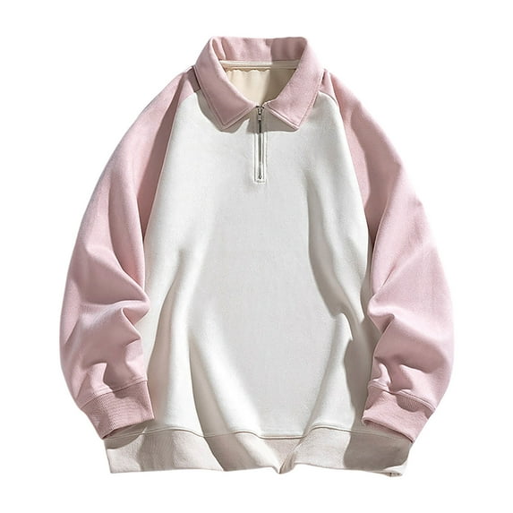 LIUJUNSHOP Mens Cotton Sweatshirt Autumn Men Lapel Hoodie Loose Splicing Long Sleeve Velvet Shirt Casual Comfortable