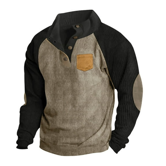 LIUJUNSHOP Mens Crewneck Men's Fashion Casual Color Block Long Sleeve Hoodless Sweatshirt Autumn Winter Warm Soft Comfortable