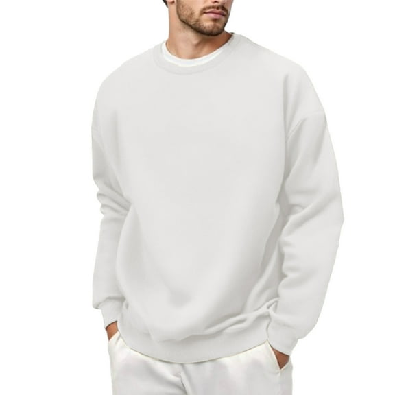 LIUJUNSHOP Mens Crewneck Men's Lined Suede Crewneck Pullover Winter Warm Casual Oversized Loose Fit