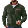 thumbnail image 1 of LIUJUNSHOP Mens Crewneck Men's Retro Quarter Zip Pullover Collared Neck Long Sleeve Pocketed Athletic Casual Comfort, 1 of 6