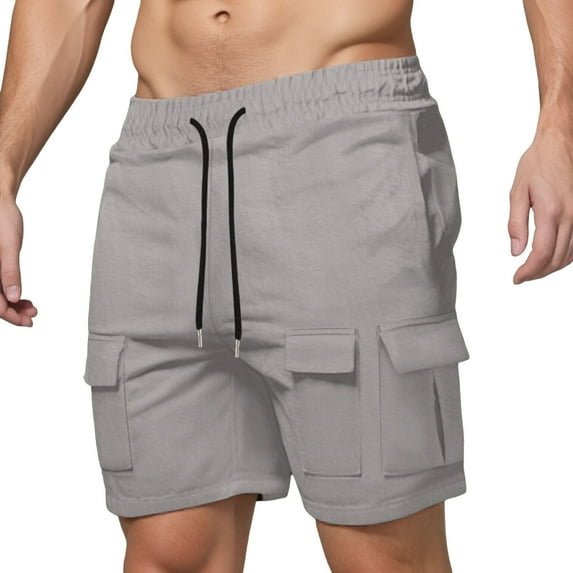 LIUJUNSHOP Multi-Pocket Cargo Pants for Men Men's Cargo Shorts Elastic Waist Summer Work Athletic Outdoor Leisure Casual Drawstring