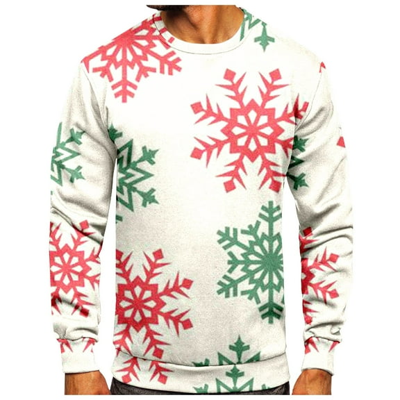 LIUJUNSHOP Oversized Men's Crewneck Sweatshirt Men's Autumn Winter Fashion Crew Neck Christmas Print Hoodless Sweatshirt Casual Warm