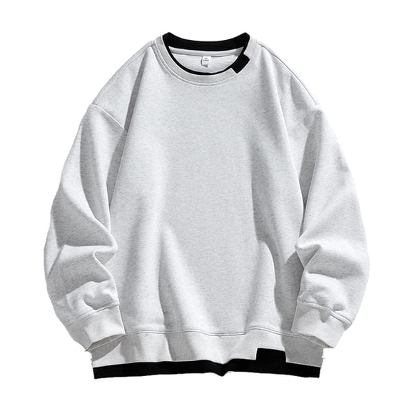 LIUJUNSHOP Oversized Men's Crewneck Sweatshirt Men's Casual Solid Patchwork Hoodless Sweatshirt Off Shoulder Long Sleeve Pullover