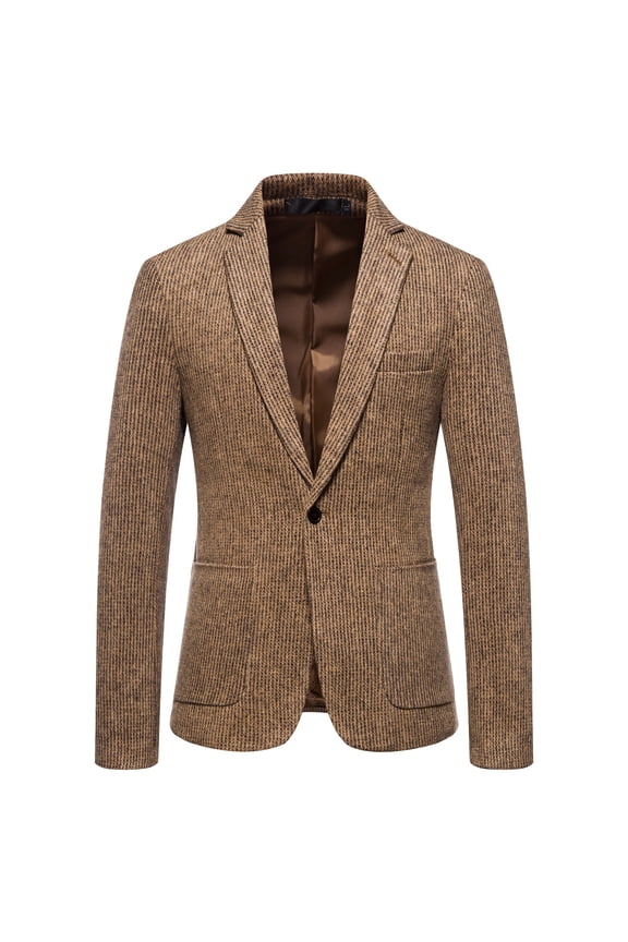 Patch Pocket Men's Dress Jacket Blazer Men's Stripe Braested Banquet Lapel Business Wedding Suit Jacket with Pockets