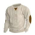 thumbnail image 1 of LIUJUNSHOP Plain Men's Crewneck Sweatshirt Men's Corduroy Sweatshirt Long Sleeve Round Neck Solid Color Patchwork Triangle Design Top for Autumn, 1 of 7