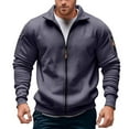thumbnail image 1 of LIUJUNSHOP Plain Men's Crewneck Sweatshirt Men's Zip Up Sweatshirt Hoodless Pullover Stylish Stand Collar Pocket Front Zipper, 1 of 4