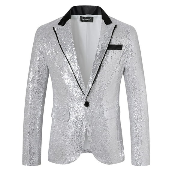LIUJUNSHOP Regular Fit Men's Blazer Men's 3D Sequin Suit Jacket Printed Pocket Lapel Button Up Formal Style