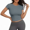 thumbnail image 1 of LIUJUNSHOP Seamless Crop Workout Tops for Women - Athletic Running Gym Yoga Short Sleeve Shirts Basic, 1 of 5