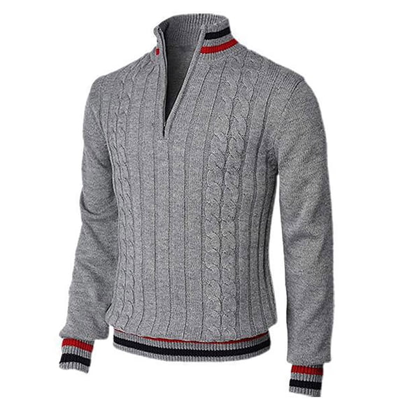 LIUJUNSHOP Shawl Collar Cardigan for Men British Style Business Casual Zippered Turtleneck Mens Cardigan Knitwear Sweater