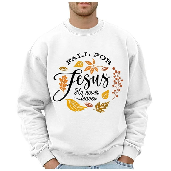 LIUJUNSHOP Solid Color Men's Pullover Sweatshirt Men's Hoodless Pullover Sweatshirt Fall Fashion Holiday Print Oversized Top