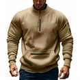 thumbnail image 1 of LIUJUNSHOP Solid Color Men's Pullover Sweatshirt Men's Winter Stand Collar Half Zip Sweatshirt with Multiple Pockets for Outdoor, 1 of 4