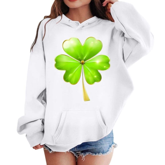 LIUJUNSHOP St Patricks DayToddler Girls Hoodies Kids Pullover Sweatshirt Long Sleeve Sweatshirt for Girls and Boys Comfortable Kids Top Clothes White 9-10 Years