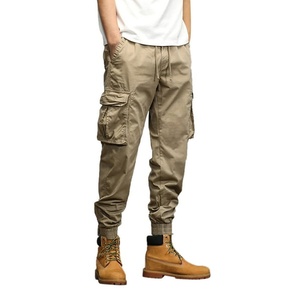 LIUJUNSHOP Stretch Men's Cargo Pants Mens Fashion Loose Fit Cargo Pants with Multiple Pockets Elastic Waistband Comfortable Trousers for